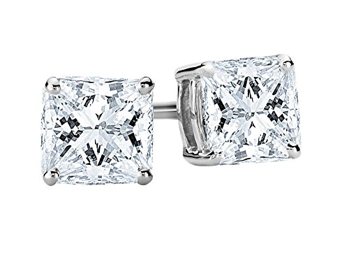 1.2 Carat 14K White Gold IGI Certified LAB GROWN Princess Cut Diamond Stud Earrings for Women 4 Prong Screw Back (E-F Color, VS2-SI1 Clarity)