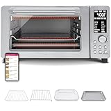 Nuwave Bravo 12-in-1 Air Fryer Toaster Oven Combo, Airfryer Convection Oven Countertop, 1800 Watts, 21-Qt Capacity, 50°-450°F Temp Controls, 65 Recipes & 4 Accessories, Silver- Stainless Steel