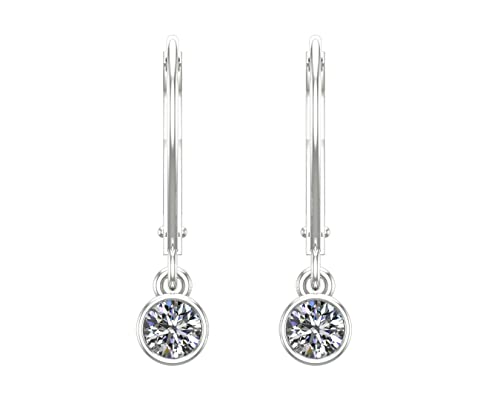 Houston Diamond District 1 to 5 Carat IGI Certified LAB-GROWN Round Diamond Earrings Bezel Set Lever Back Premium Collection (H-I Color, VS1-VS2 Clarity) Platinum 5 Carat