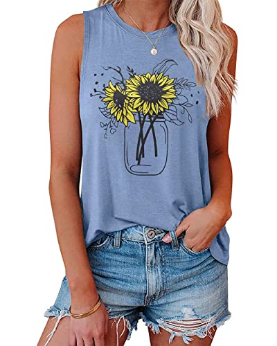 IRISGOD Womens Tank Tops Loose Fit Summer Cute Graphic Sleeveless Shirts Workout Basic Tunic
