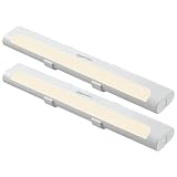 Amazon Basics LED Stick On Lights, Battery Operated, Wireless, 65 Lumens, Portable Light, Under Cabinet Lighting, Closet, Kitchen, 2 Pack, White