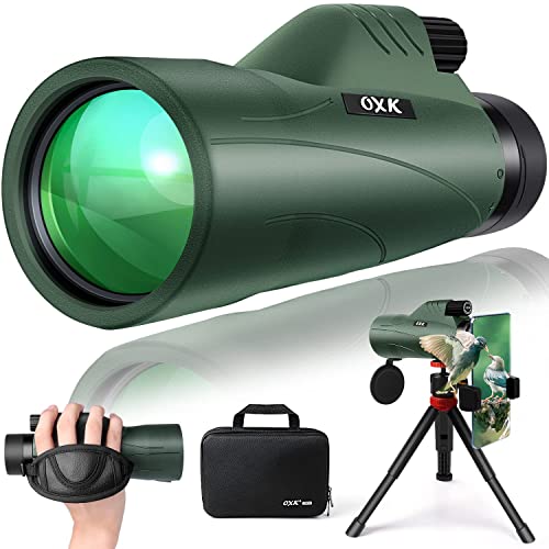 12x56 High Power Monocular Telescope for Adults | Comes with Smartphone Adapter Tripod Travel Bag | Bird Watching Hunting Hiking Camping Gift - Green