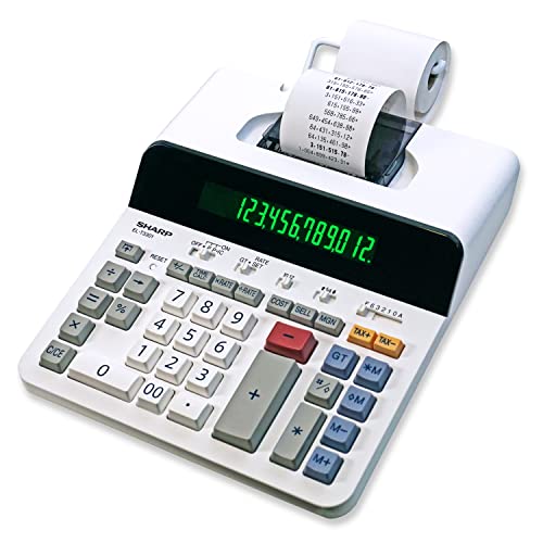 Sharp 12-Digit Printing Calculator with Extra Large 10-Digit Option, 8.0 LPS Thermal Printer, No Ink Required, Full-Sized Keyboard, Easy Paper Load (ELT3301)
