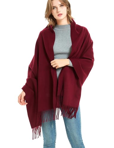 Novawo Wool Shawl Large Thick Pashmina Travel Blanket Scarf Winter Wraps for Women