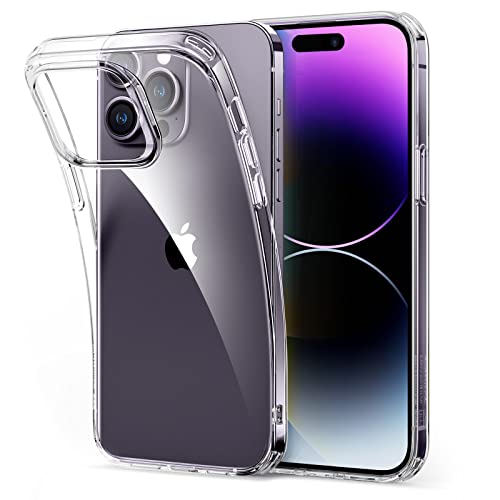 Book Cover ESR Clear Case Compatible For iPhone 14 Pro Case, Shockproof Thin Silicone Cover, Yellowing-Resistant Slim Transparent TPU Phone Case, Project Zero Series, Clear