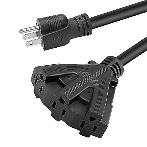 12/3 Outdoor Extension Cord, Heavy Duty 3-Outlet SJTW Indoor/Outdoor Three-Prong Power-Cord 12-Gauge Grounded 15-Amp 1875 Watts