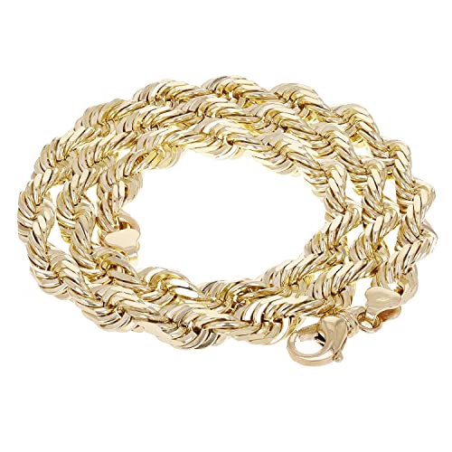 14k Yellow Gold Solid Diamond Cut Rope Chain Necklace 10mm - 30"