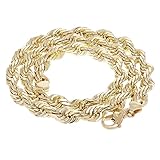 14k Yellow Gold Solid Diamond Cut Rope Chain Necklace 10mm - 30"