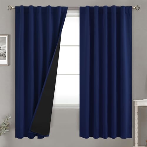 BGment Double Layer with Rod Pocket and Back Tab Curtains,100% Blackout Window Drapes Thermal Insulate and Reducing Nosie for Bedroom