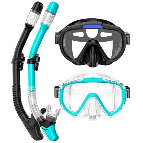Seovediary Snorkel Set Adults Snorkeling Gear Anti-Fog Panoramic View Swim Mask Dry Top Snorkel Kit with Carry Bag for Snorkeling Scuba Diving Swimming Travel