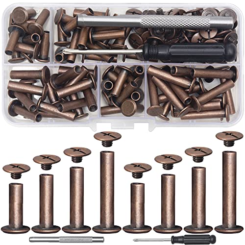 YORANYO M5 Chicago Screws Leather Rivets Assorted Screw Rivets Chicago Binding Screws for Decorate and Repair Leather Craft Belt Bag Shoes Purse Bookbinding