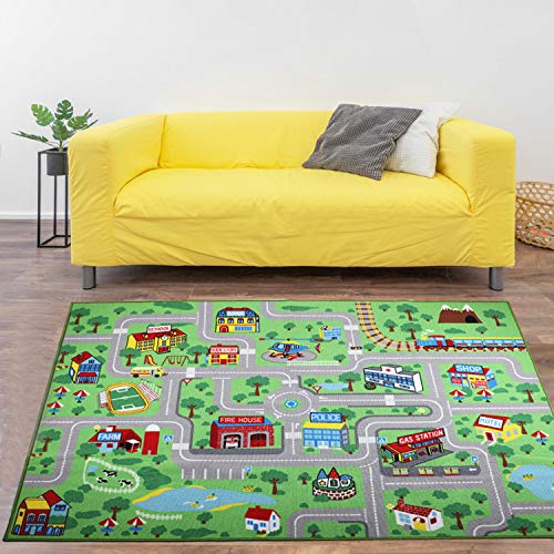 Yincimar Kids ft City Carpet Play Rug Mat Car Learning for Educational Playroom Boy Toddler Bedroom