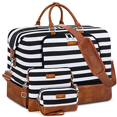 Travel Weekender Bag for Women, Overnight Bag with Shoe Compartment Oversized Travel Duffel Bag Carry On Tote 21"