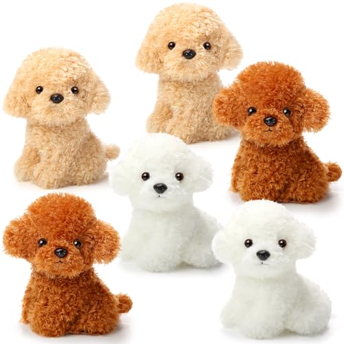 Harrycle 6 Pcs 8 Inch Stuffed Animal Plush Dog Puppy Soft Plush Pillow Toy Fluffy Puppy Set for Kids Girls Dog Theme Party Favor Birthday Baby Room Home Decor
