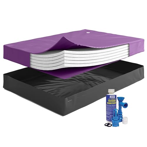 The Bedroom Store Waterbed Mattress Bundle, Includes Fill & Drain Kit, 8oz. Water Conditioner and Stand-Up Liner, Heavy Duty Vinyl