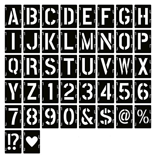 YEAJON 9 Inch Letter Stencils Symbol Numbers Craft Stencils, 42 Pcs Reusable Alphabet Templates Interlocking Stencil Kit for Painting on Wood, Wall, Rock, Sign, DIY Art Projects
