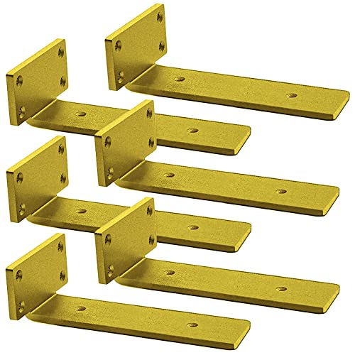 Floating Shelf Brackets Heavy Duty - 1/5 Inch Thick Industrial Black Metal L Brackets, Premium Solid Steel Shelf Supports for Shelves - Heavy Floating Shelves Hardware (6Pcs)