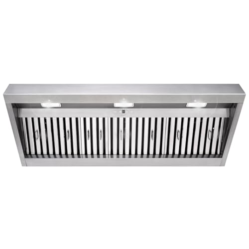 Akicon Range Hood Insert 48 Inch, 1200 CFM Built-in Kitchen Hood with 4 Speeds, Ultra-Quiet Stainless Steel Ducted Vent Hood Insert with Dimmable LED Lights and Dishwasher Safe Filters