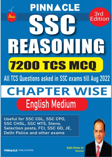 SSC Reasoning 7200 TCS MCQ Chapter wise English medium 3rd edition