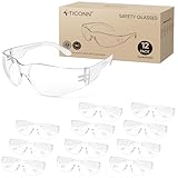TICONN 12 Pack Clear Safety Glasses for Men, Safety Goggles with Scratch Impact Resistant Meets ANSI Z87.1 Standard (12 Pack)