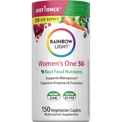Rainbow Light Multivitamin for Women 50+, Vitamin C, D & Zinc, Probiotics, Women’s One 50+ Multivitamin Provides High Potency Immune Support, Non-GMO, Vegetarian, 150 Tablets