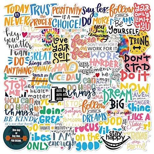 50 Pcs Positive Affirmation Stickers, Inspirational Words Stickers for Students Teachers Kids Teens Adults, Motivational Quote Stickers for Water Bottle Scrapbook Laptop