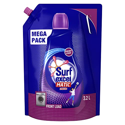 Book Cover Surf Excel Matic Front Load Liquid Detergent 3.2 L Refill, Designed for Tough Stain Removal on Laundry in Washing Machines - Mega Pack