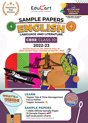 Educart CBSE Class 10 ENGLISH LANGUAGE and LITERATURE Sample Papers 2023 (With Exclusive Topper Answers and Marks breakdown 2022-23)
