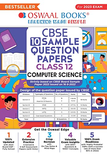 Oswaal CBSE Sample Question Papers Class 12 Computer Science (For 2023 Exam)