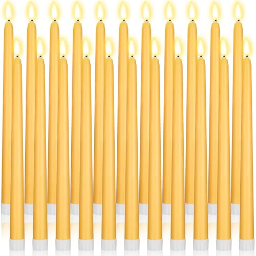 Macarrie 24 Packs Flameless Taper Candles Battery Operated Fake 11 Inch Long Candlelight LED Flameless Candlesticks Flickering Tapered for Christmas Church Prayer New Year Wedding