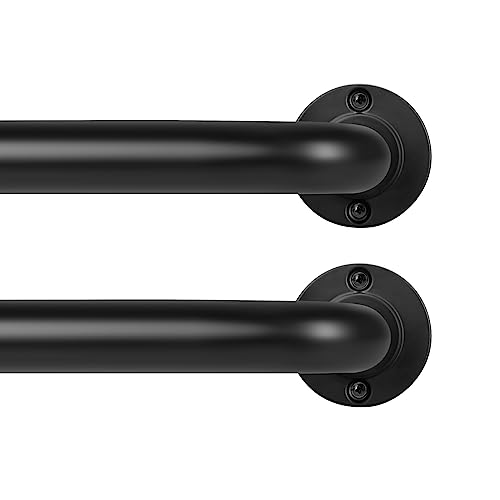 TANGWIN Black Wrap Around Curtain Rods,Heavy Duty Curtain Rods for Windows 28 to 48 Inch(2.3-4Ft),1 Inch Adjustable Blackout Curtain Rod,Room Darkening Drapery Rods,Black Out Window Curtain Rod 28-48"