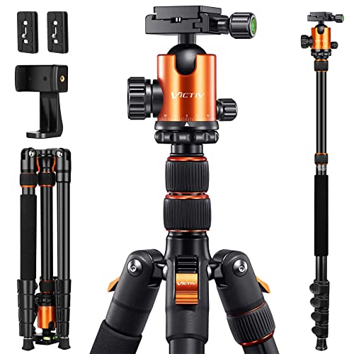 Victiv Aluminum Tripod & Monopod, 82 inches, Loads Up to 30 lbs, 360 Degree Ball Head for DSLR, Travel & Work