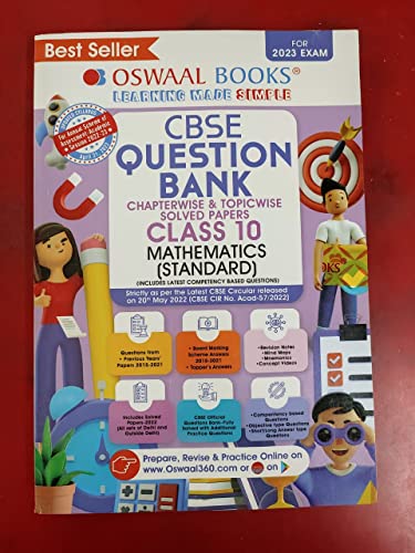 Oswaal CBSE Chapterwise & Topicwise Question Bank Class 10 Mathematics Standard Book (For 2023 Exam)