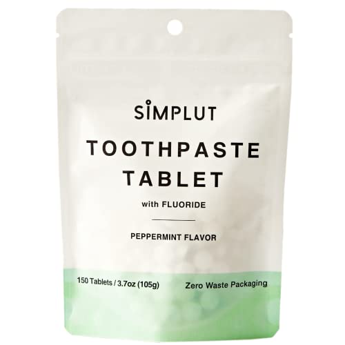 Toothpaste Tablets with Fluoride - Travel Sized Oral Care, Eco Friendly Vegan Dental Tabs for Brushing - All Natural, SLS Free Ingredients for Adults - Peppermint Flavored