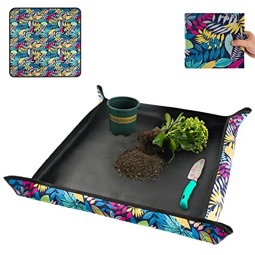 Onlysuki Waterproof Potting Mat for Indoor Plant Transplanting and Dirt Control, Gardenig Gifts for Women, Repotting Mat Succulent Gardening Mat 29.5"x29.5"