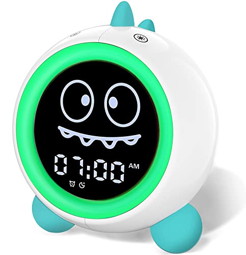 Kids Alarm Clock, Toddler Sleep Training Clock with Night Lights, Sound Machine, Time to Wake Dinosaur Alarm Clock for Children, Gift Ideas for Kids Toddler Boy Girl