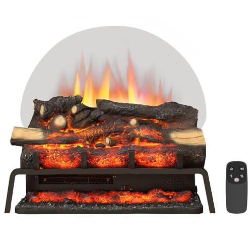 LegendFlame Standing Electric Fireplace Log Set, Fireplace Insert, Heater 750W/1500W, Crackling Sound, Remote Control