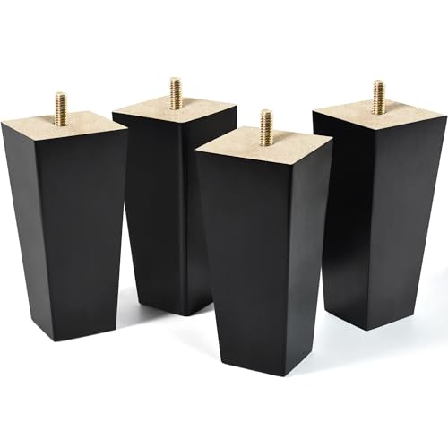 AORYVIC 6 inch Furniture Legs Black Couch Legs Set of 4 Ottoman Replacement Sofa Legs for Sectional, Dresser, Recliner, Nightstand