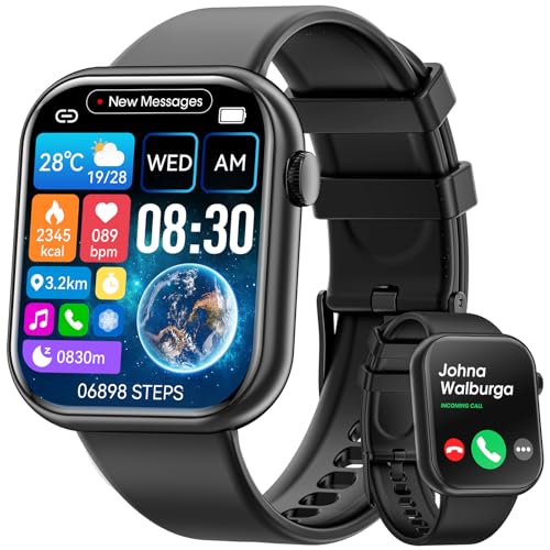 Hwagol Smart Watch (Answer/Make Call) 1.85inch Fitness Tracker, DIY Dials/Pedometer/Calories/Multiple Sport Modes/Voice Assistant, Smart Watches for Men Women Android iOS Phones