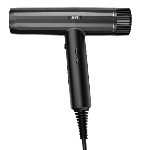 JRL Forte Pro Dryer - Professional Hair Blow Dryer with Diffuser w/Ionic Generator to Help Reduce Drying Time, Frizz and Static - Fast Hair Dryer w/ 3 Temperature Settings and Speed Settings (Black)
