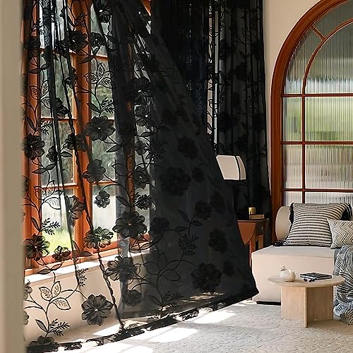 Treatmentex Lace Sheer Curtains for Living Room Rod Pocket