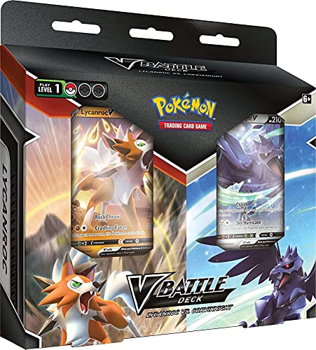 Pokémon TCG: V Battle Deck Bundle - Lycanroc vs. Corviknight (2 x 60 Card Ready to Play Decks & Extra Cards)