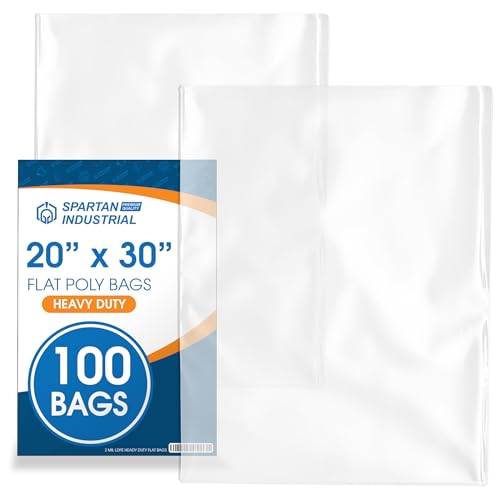 Flat Poly Bags (2 Mil) - 100 Pack - Large