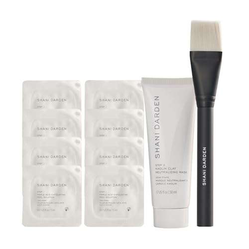 SHANI DARDEN SKIN CARE Triple Acid Peel, 2-Step Exfoliating Face Peel with Mandelic, Lactic & Glycolic Acids, Kaolin Clay Neutralizing Mask & Brush, Helps Improve Dark Spots & Skin Texture, 1.69 fl oz