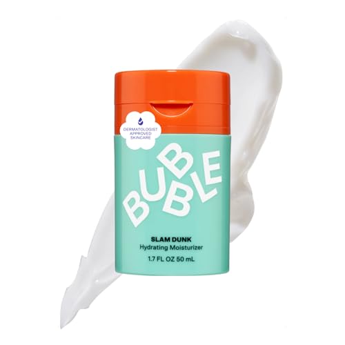 Bubble Skincare Slam Dunk Hydrating Face Moisturizer - Travel Size Lightweight Face Lotion with Vitamin E + Aloe Vera - Daily Facial Moisturizer for Normal + Dry Skin with Blue Light Protection (50ml)