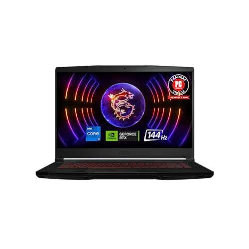 msi Thin GF63 15.6" 144Hz Gaming Laptop: 12th Gen Intel Core i7, NVIDIA GeForce RTX 4050, 16GB DDR4, 512GB NVMe SSD, Type-C, Cooler Boost 5, Win11 Home: Black 12VE-066US