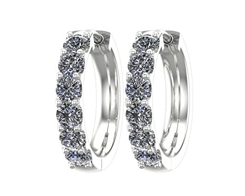 Houston Diamond District 1-6 Carat Classic Elegant Hoop Diamond Earrings Premium Collection (H-I Color) Platinum 5 Carat