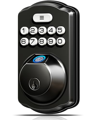 Veise Fingerprint Door Lock, Keyless Entry, Auto Lock, Electronic Keypad Deadbolt for Front Door, Biometric, Anti-Peeking Password, Easy Install