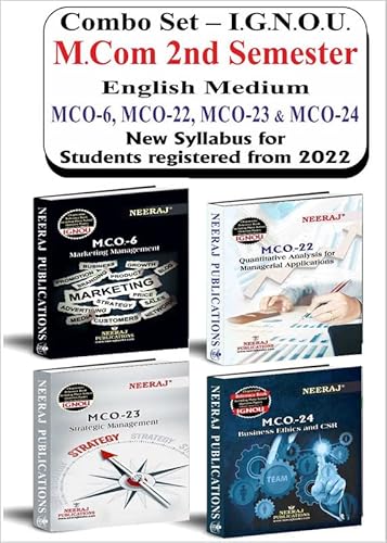 NEERAJ M.Com 2nd Semester Combo Books(MCO-6, MCO-22, MCO-23 & MCO-24) – English Medium, IGNOU - Chapter Wise Help Book including Solved Sample Papers – Published by Neeraj Publications