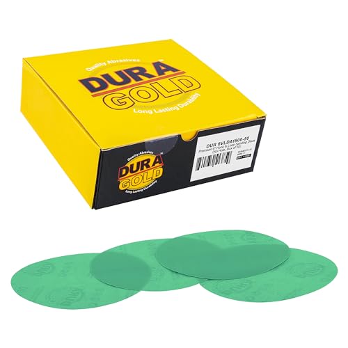 Dura-Gold - Premium - 80 Grit 6" Gold Hook & Loop No Hole Sanding Discs for DA Sanders - Box of 50 Sandpaper Finishing Discs for Automotive and Woodworking